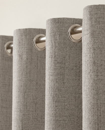 grommet linen detail — Ona color-reviewed styling visualization