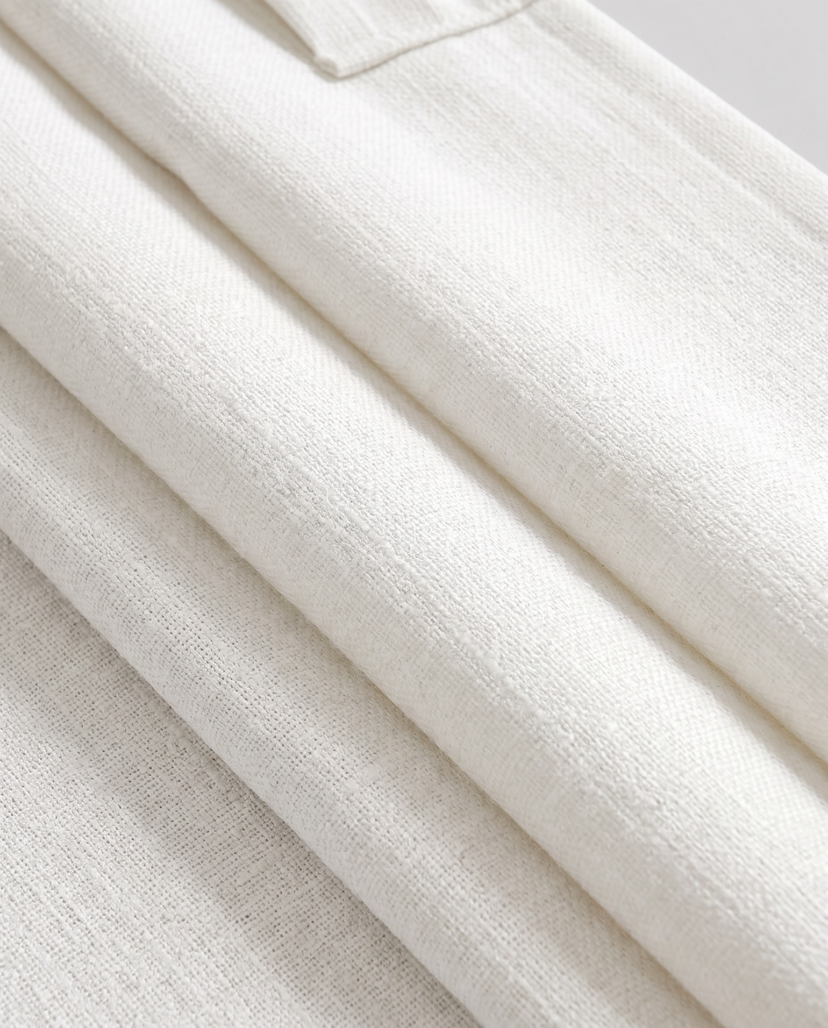 Ivory backtab curtain fabric detail, styling visualization