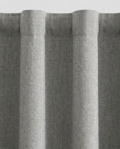 Light Grey backtab curtain fabric detail, styling visualization